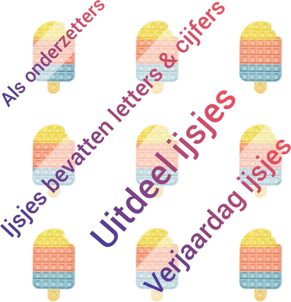 Fidget toys pakket | *9 stuks uitdeel ijsjes* ijsjes bevatten letters en cijfers | Koningsdag ijsjes | Ontspannings bubbels